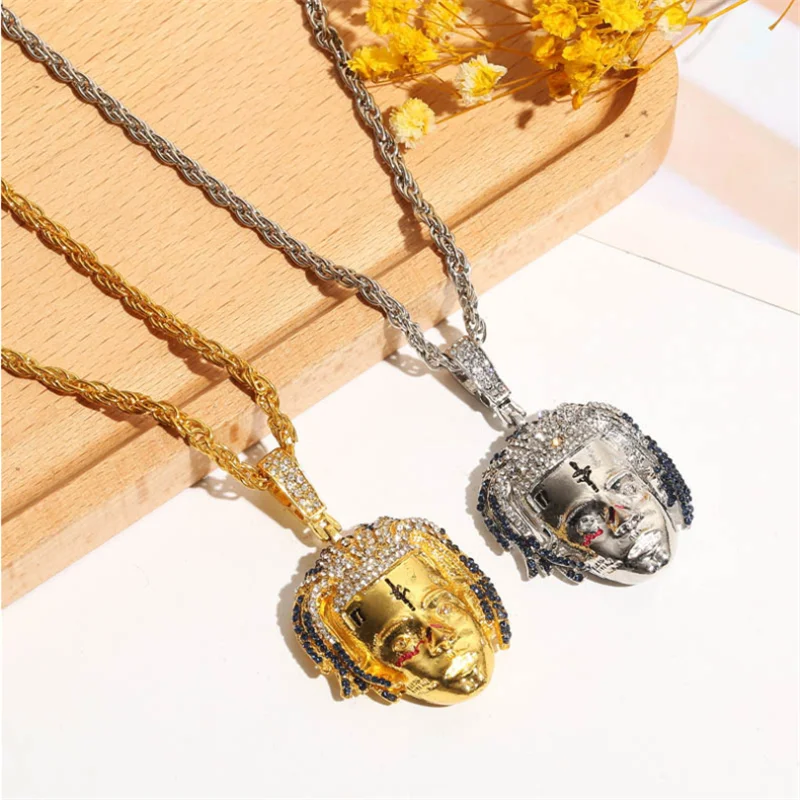 Новая подвеска в стиле хип хоп с рисунком рэпера Высококачественная золотая