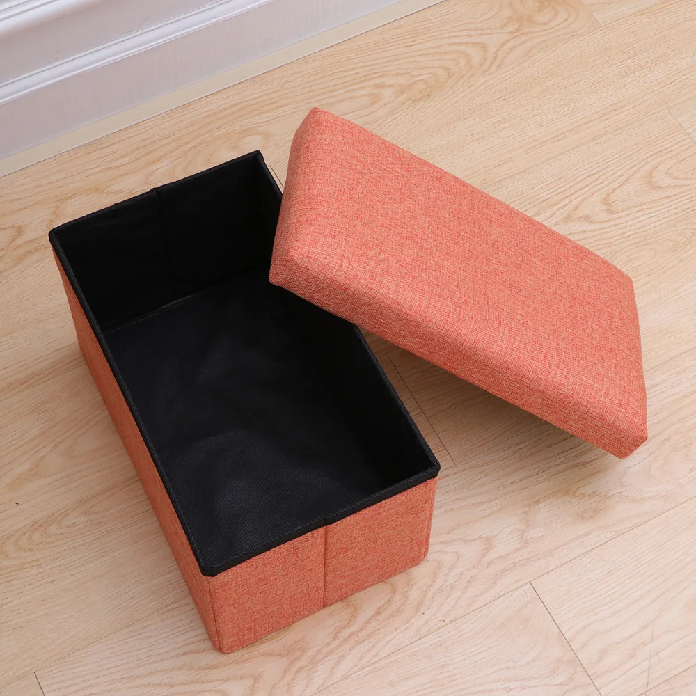 

Foldable Storage Ottoman with Folding Chest Storage Box Linen Fabric Ottomans Bench Foot Rest for Bedroom Living Room (Grey)