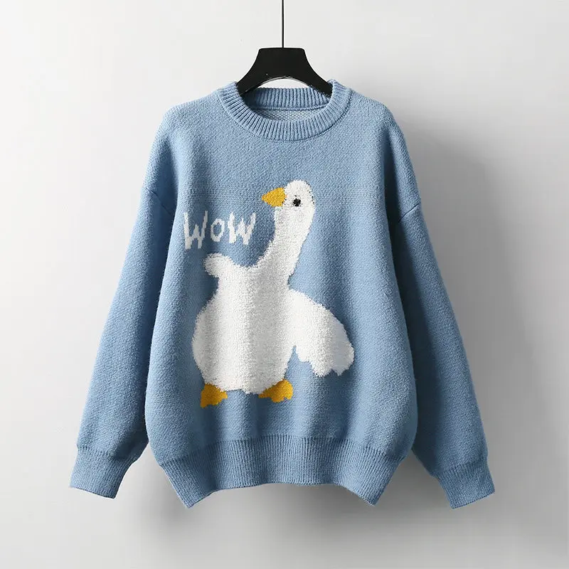 

NEW ducks cartoon womens sweaters Casual Pullovers long sleeve korean top knit sweater women winter harajuku Fall