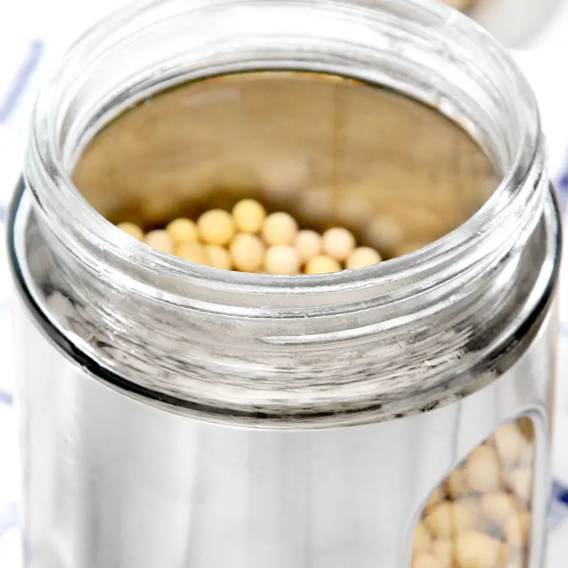 Кухонные принадлежности с крышкой стеклянная банка из нержавеющей стали