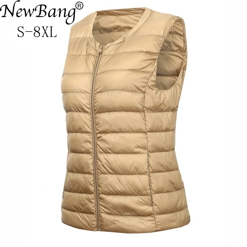 NewBang-Chaleco ultraligero sin mangas para mujer, prenda cálida de talla grande 7XL y 8XL, ideal para el invierno
