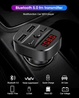 t60 bluetooth5 0 car kit wireless fm transmitter handsfree music play vehicle usb charger support for tf card r75
