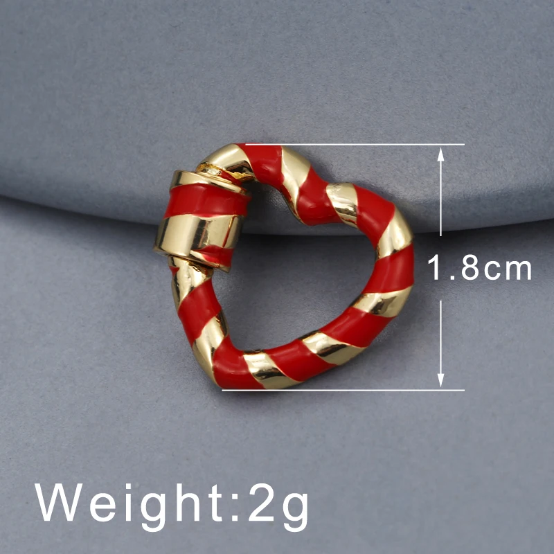 

MINHIN Brass Metal Spiral Buckle Switch Clasps Enamel Heart Design Screw Lock Hooks for DIY Jewelry Bracelets Necklaces Findings