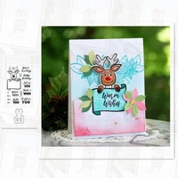 merry reindeer metal cutting dies and stamps scrapbooking craft stencil diy album sheet mold mould decor clear stamps and dies