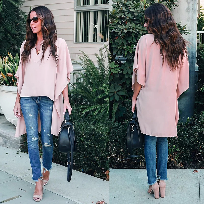 Женский топ-кимоно с V-образным вырезом свободного покроя | Женская одежда