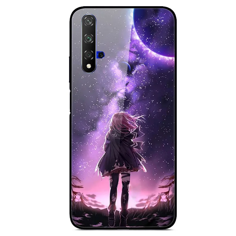 Флуоресцентный зеленый Чехол для huawei Honor 20, Жесткий Чехол из закаленного стекла с принтом, чехол для huawei Honor 20 Pro Lite Honor20 YAL-L21Cover Fundas - Цвет: Флуоресцентный зеленый