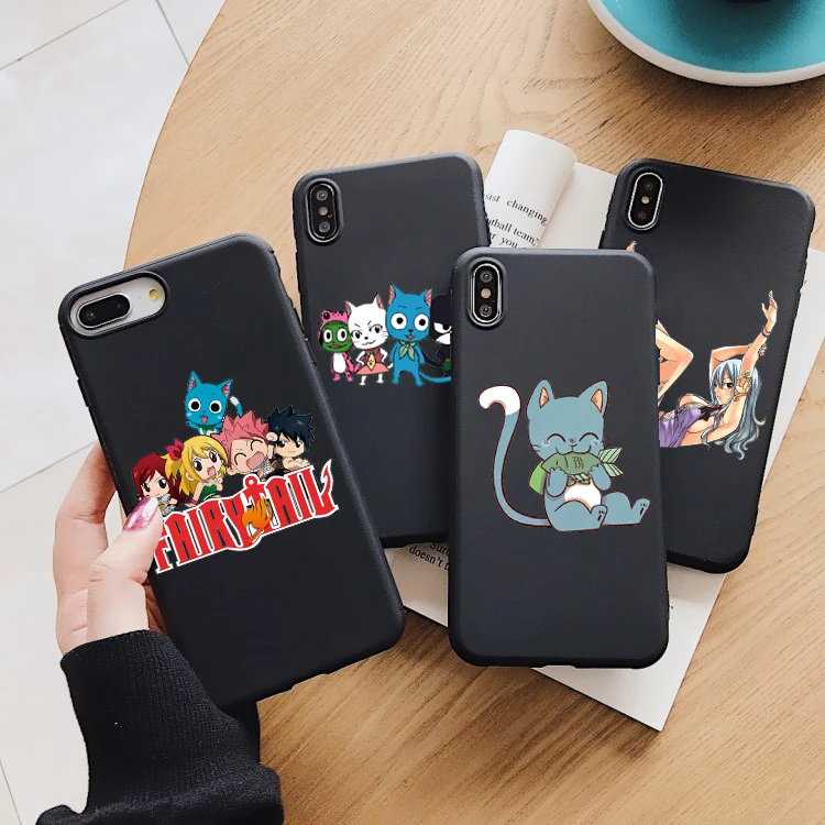 Черный мягкий чехол для телефона с мангой и хвостом iPhone 11pro max Xs xr 6s 7 8 Plus 5S SE 12Pro 12mini