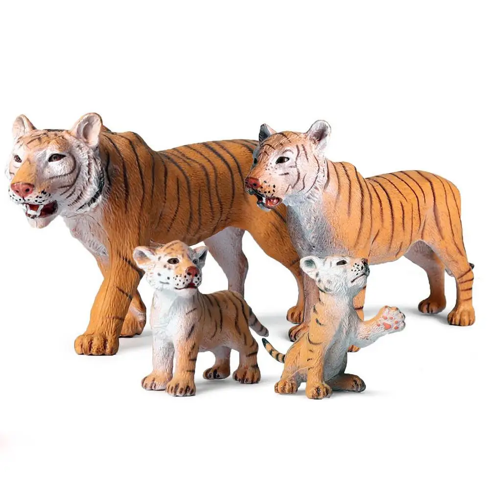 

1/4Pcs Kids Cute Simulated Solid Tiger Model Action Figure Toy Desktop Ornament Plastic Animal Models Gift For Boys