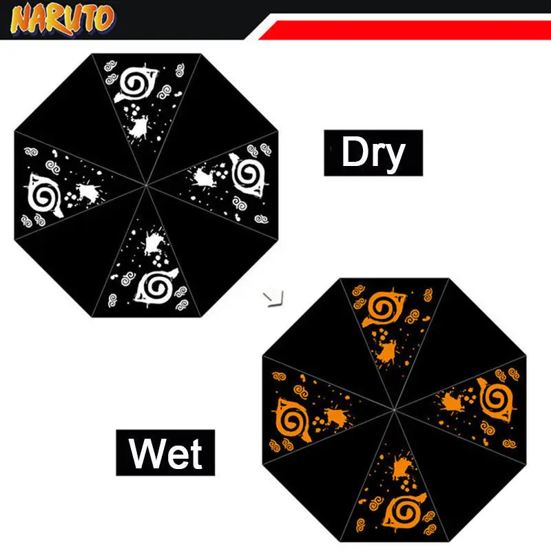 Узумаки Hokage Цвета Зонт с изменяющимся Косплэй черные резиновые складной зонт от