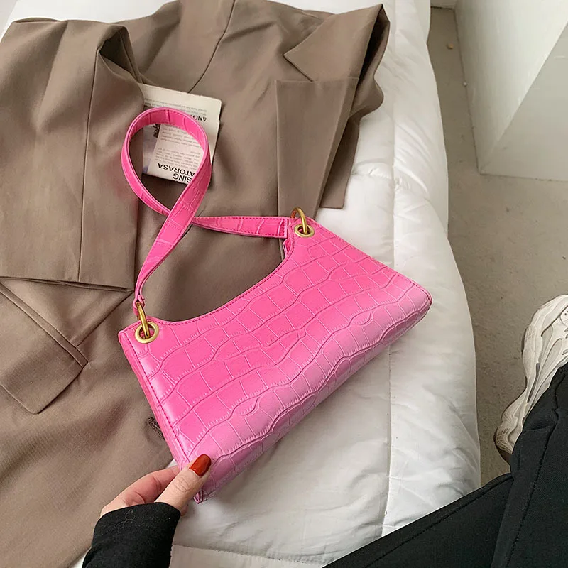 

High-quality Gradient Color Stone Pattern Small Bag Female Spring 2021 New Trendy Fashion Pearl Handbag Shoulder Underarm Bag