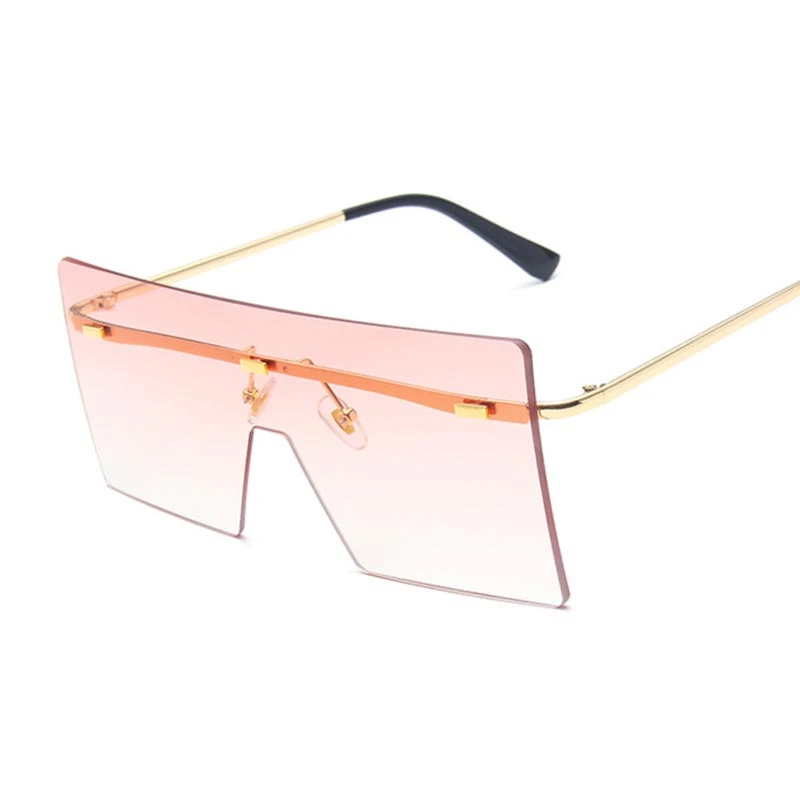 

Vintage Square Sunglasses Women Siamese Oversized Sun Glasses For Women Luxury Brand Rimless Ocean Lens Big Shades Oculos De Sol