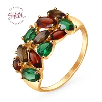 skm vintage gemstone rings 14k 18k rose gold garnet rings for women wedding rings designer promise luxury fine jewelry