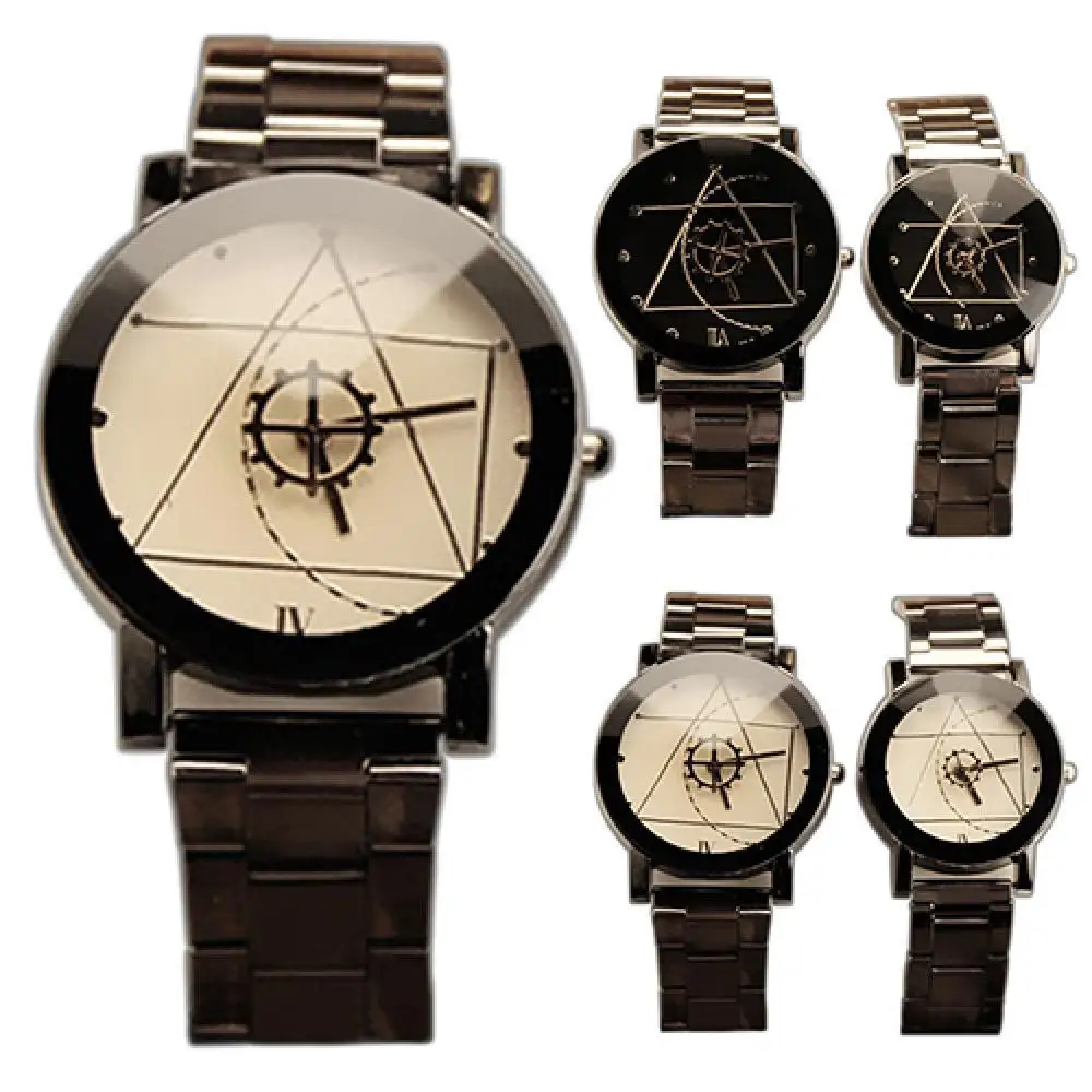 

Fashion Men's Women's Lover Compass Hands Stainless Steel Band Analog Quartz Wrist Watch Couple Wrist Watch Chronograph Gift