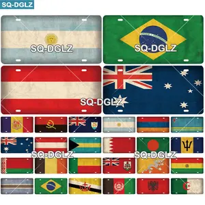 SQ-DGLZ A-B город номерного знака металлический знак Винтаж Жестяная Табличка с надписью Настенный декор для бара для малышей носки с флагами стран ПольшаБразилияАвстралия