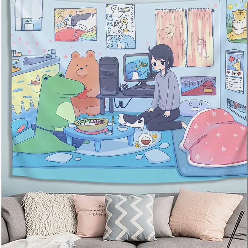 Украшение для детской комнаты настенный гобелен милый домашний декор аниме