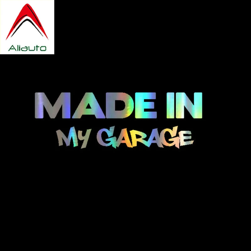 Aliauto Creative Words Car Sticker Made In My Garage Fashion Reflective Funny 3D Laser Vinyl Decal Waterproof 17cm*5cm | Автомобили и