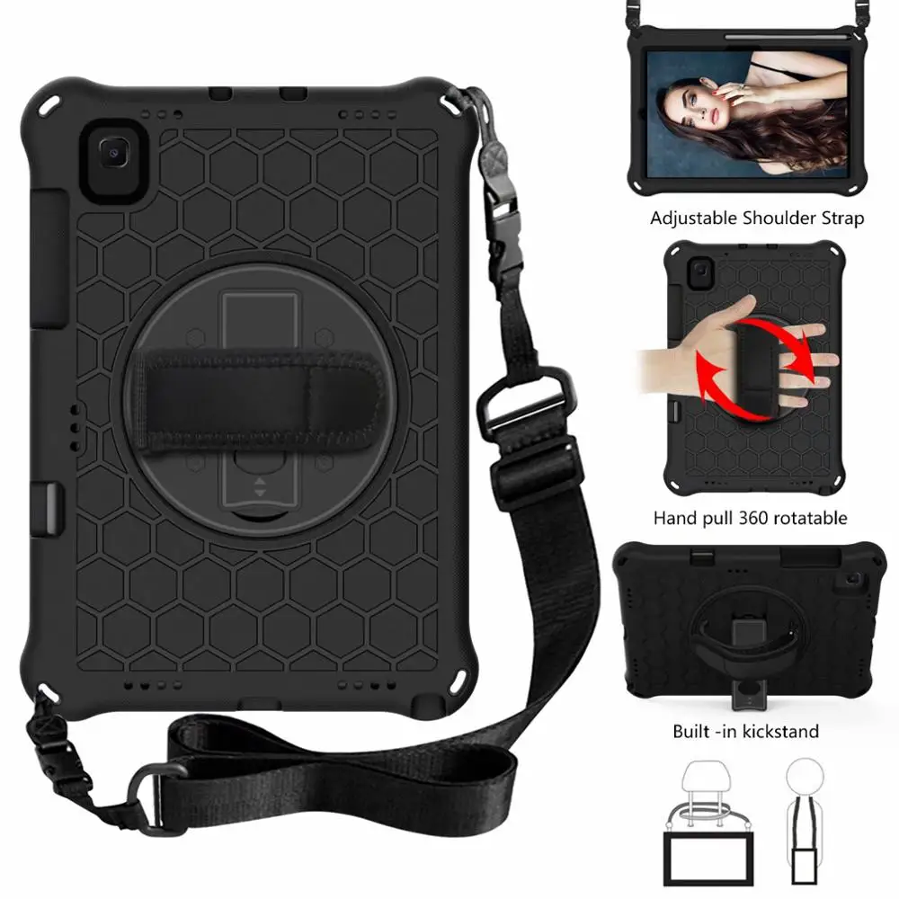 For Samsung Galaxy Tab S6 10.5 T860 T865 SM-T860 SM-T865 Case Cover 360 Rotating Armor Shockproof Funda with Hand Shoulder Strap