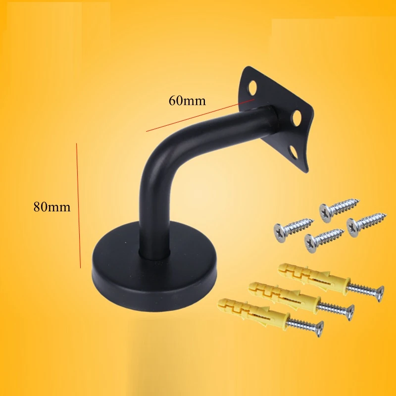 Black Bent 60mm 80mm 4 шт кронштейны поручня для стеновой держатель балюстрада, сверхмощные лестничные перила кронштейн Bannister настенное крепление поддержка - Цвет: Black Bent 60mm 80mm
