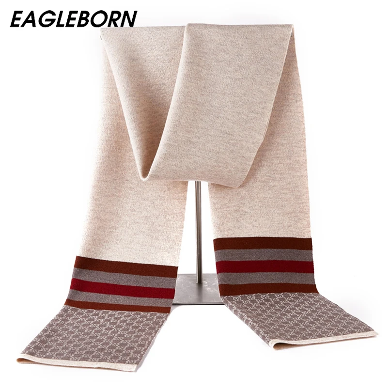 2021 New Fashion Wool Scarf Men Plaid Striped Knitted Jacquard Wool Scarf Thick Warm Pattern Scarf for Men Classic High Quality