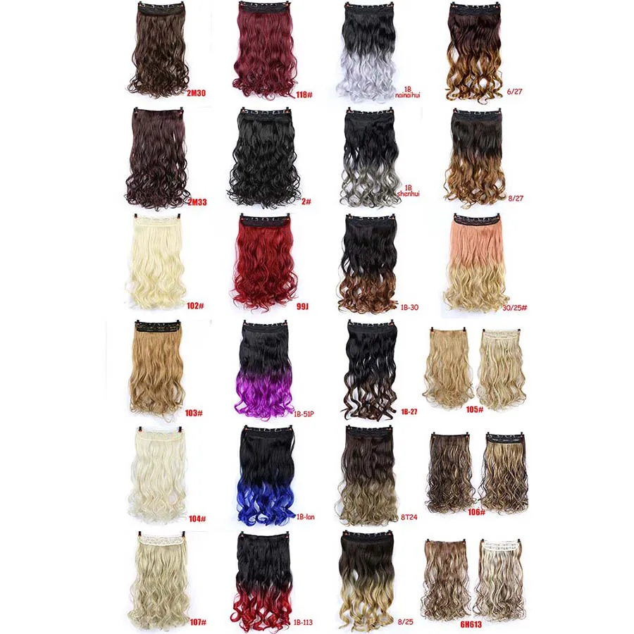 Модные высококачественные 24 дюймовые синтетические накладные волосы на клипсе