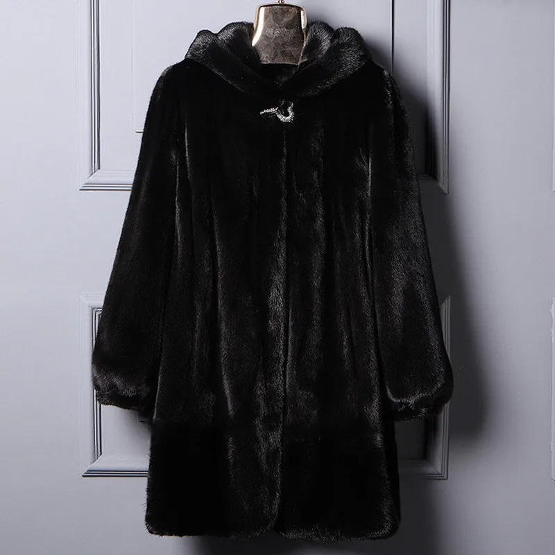 

6XL Large Size Women's Fashionable Fur Coat 2019 Winter New Hooded Artificial Fox Fur Long Section Leisure Mink Fur Coat R1143