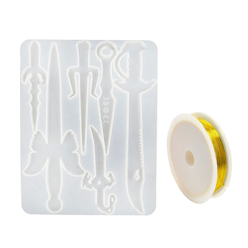 

Dagger Epoxy Resin Mold Jewelry Pendant Silicone Mould DIY Crafts Decorations Keychain Casting Tools