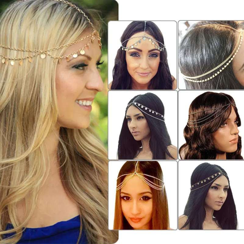Bohemian Hair Jewelry Party Wedding Vantage Crown Metal Tassel Women Head Chain Headband Headpiece DL | Красота и здоровье