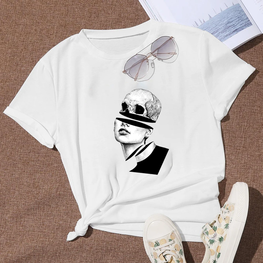 

Grey Humor Graphic Women Shirt Gorgeous Punk Hip Hop Style T-shirt Soothing Nimation Interesting Streetwear Short Sleeve