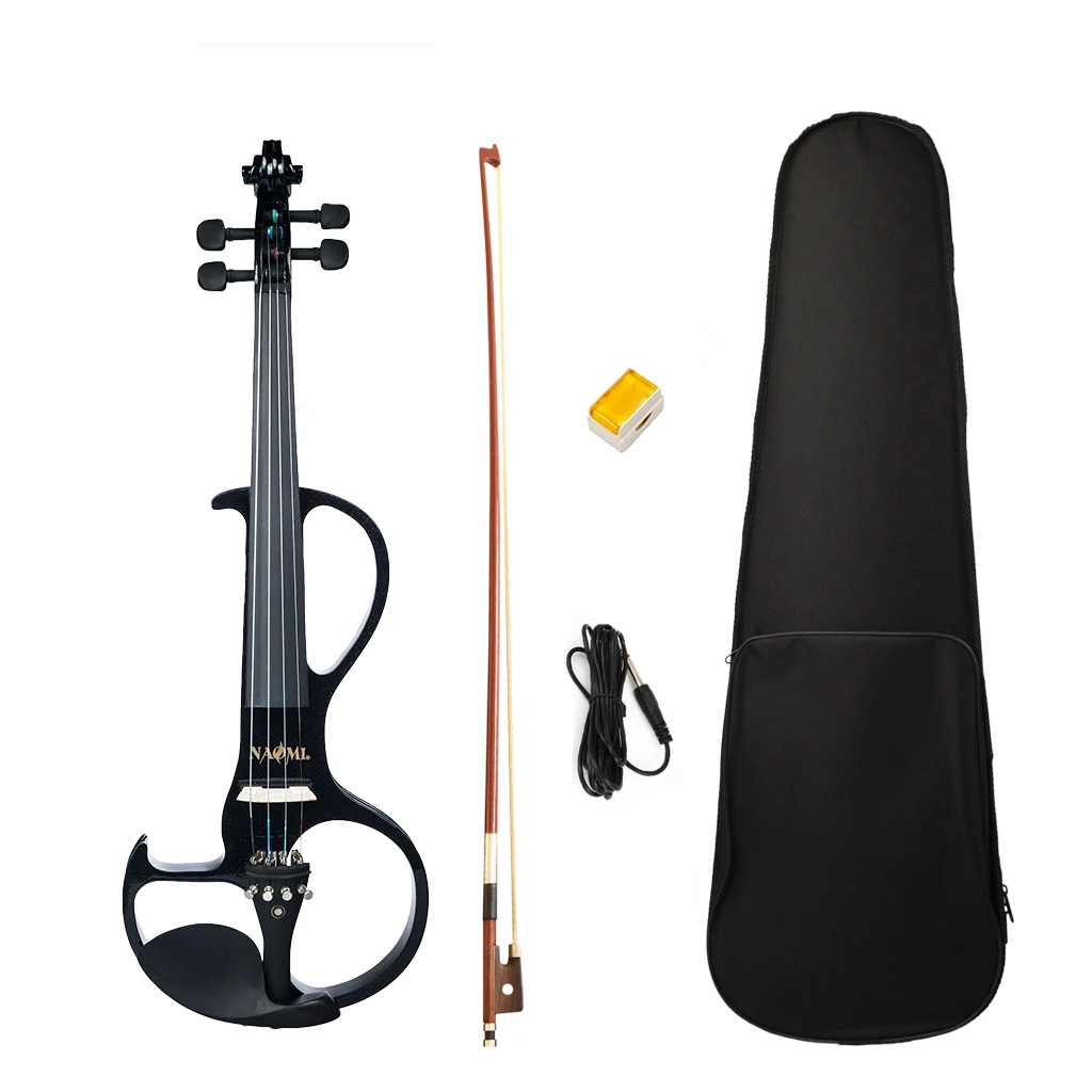 4/4 Full Size Violin Solid Wood Body Electric Violin Ebony Fingerboard +Tuning Pegs +Tailpiece w/ Paris Eye Inlay+ Chin Rest enlarge