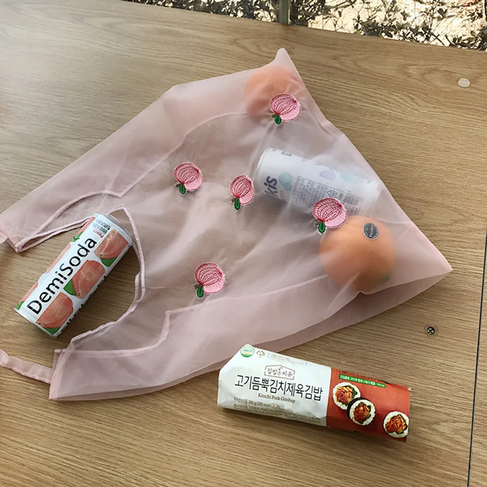 Женская прозрачная сумка-тоут из органзы тканевая пляжная сумка с вышивкой