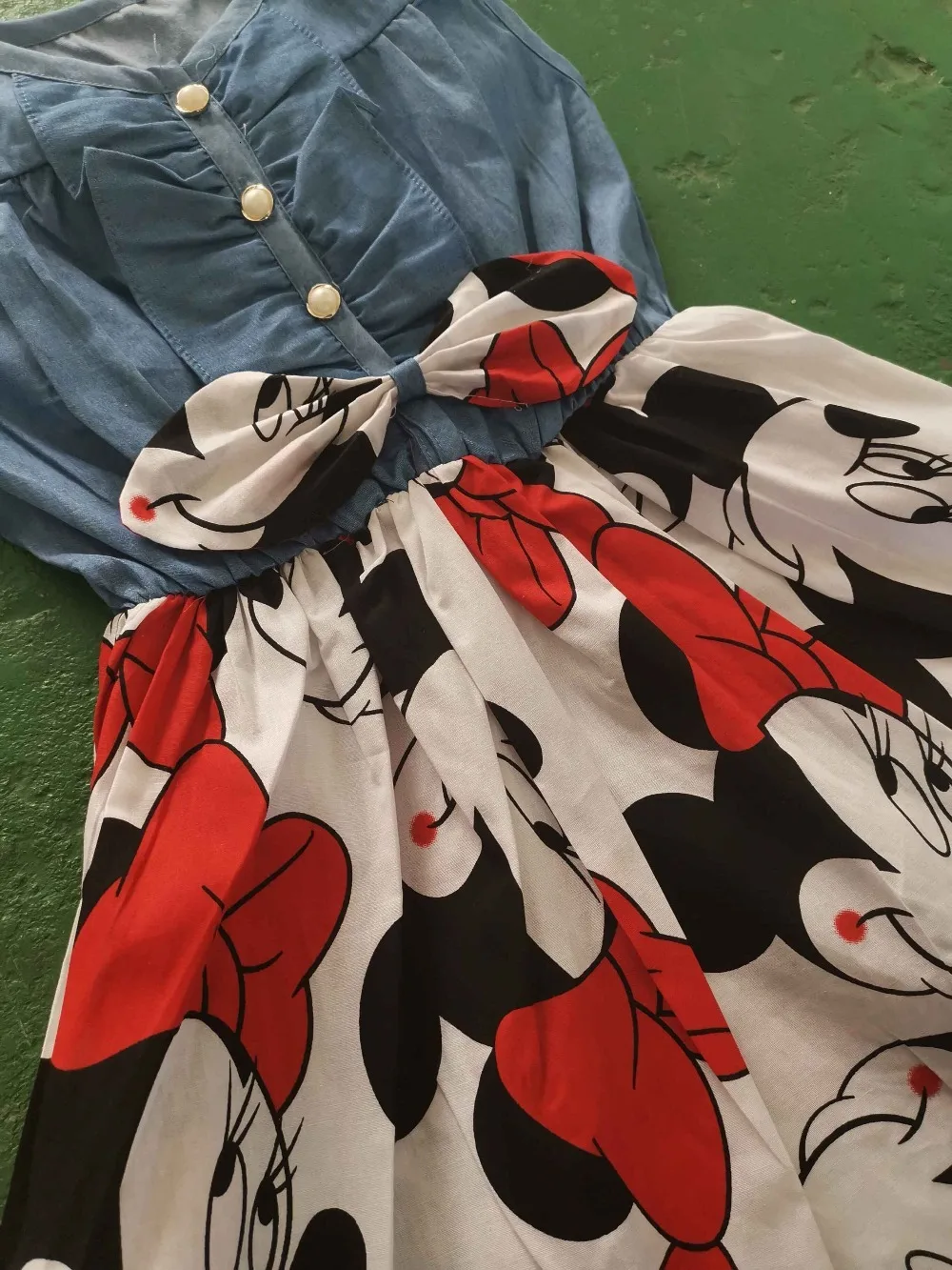 Платье для девочек хлопковое джинсовое с мультяшным принтом лето От 3 до 7 лет |