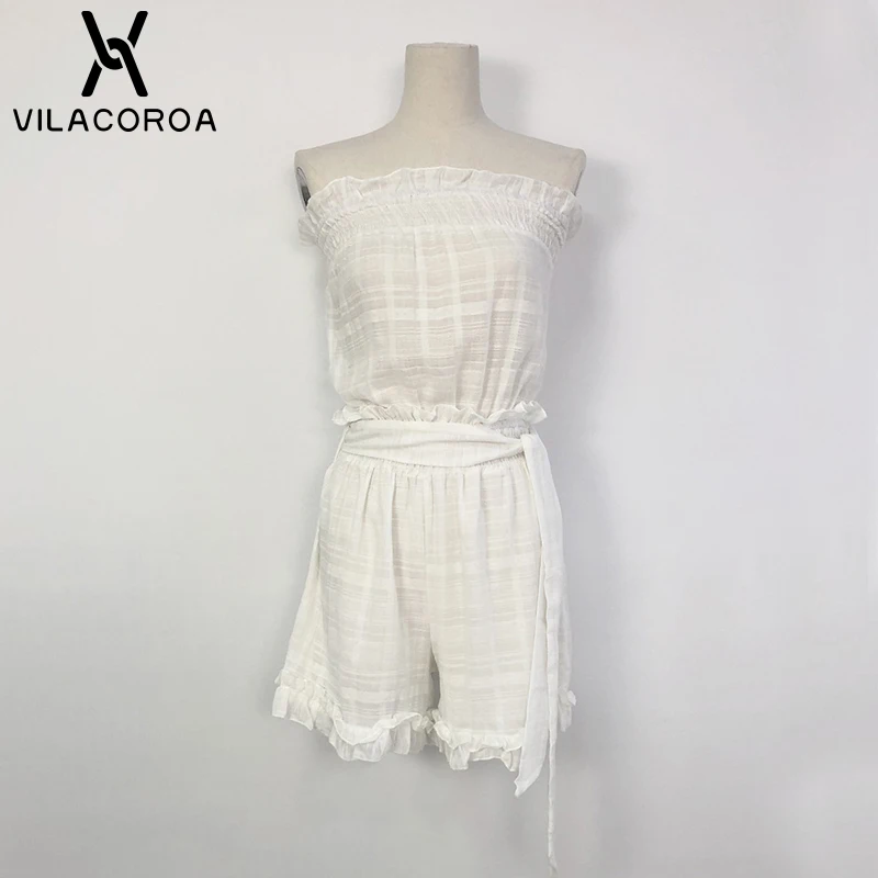 Летний короткий Модный комбинезон без рукавов с одной горловиной обхватом груди