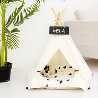 white cozy cotton dog tent sofa foldable comfy cat bed home teepee canvas teddy portable sleeping house mat cushion pet kennel
