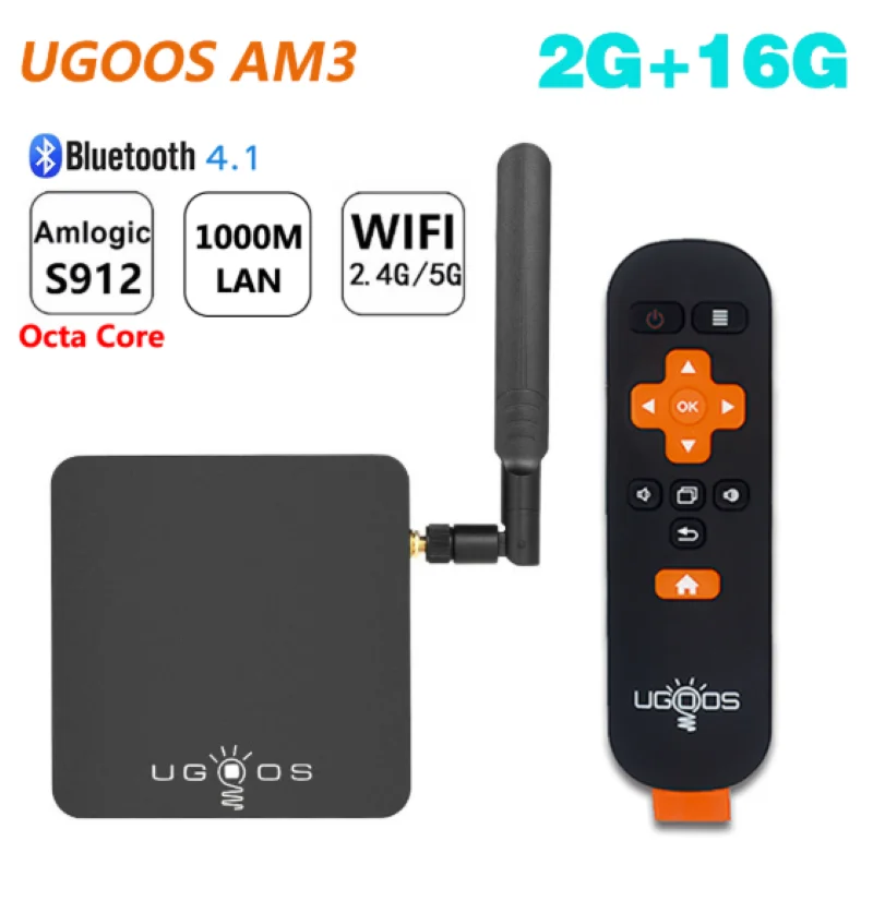 ТВ-приставка UGOOS AM3 Android 7 1 2 Гб 16 Восьмиядерный процессор Amlogic S912 4K медиаплеер 4G/5G