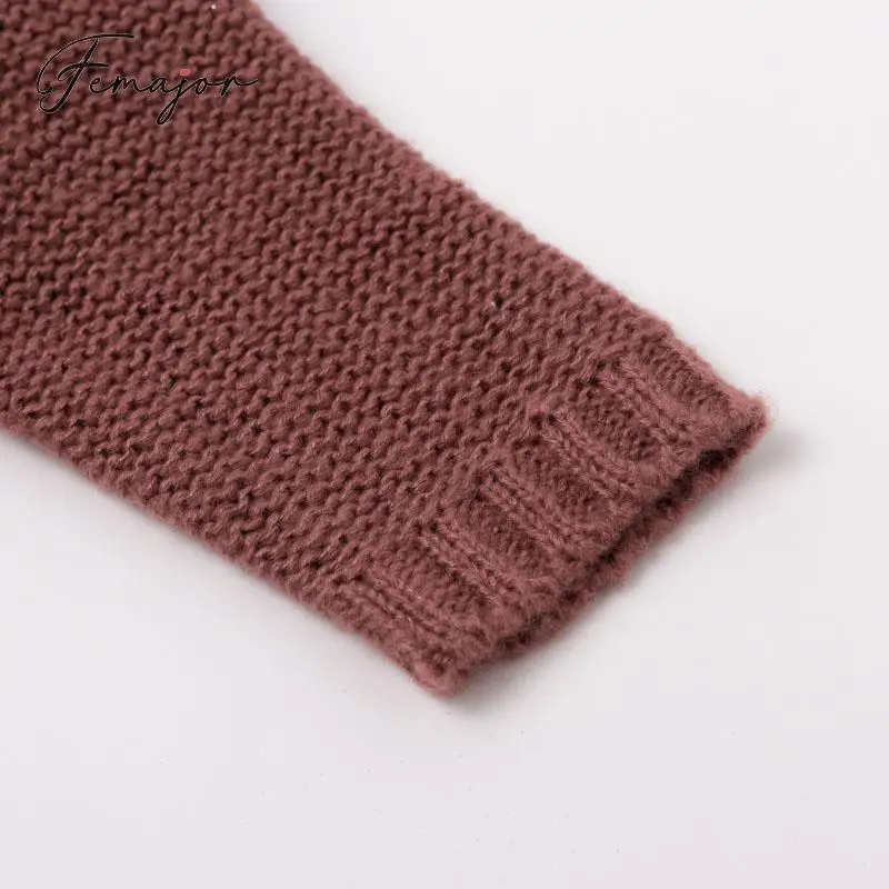 Femajor женские осенние зимние коричневые джемперы свитер женский 2019 мода Водолазка