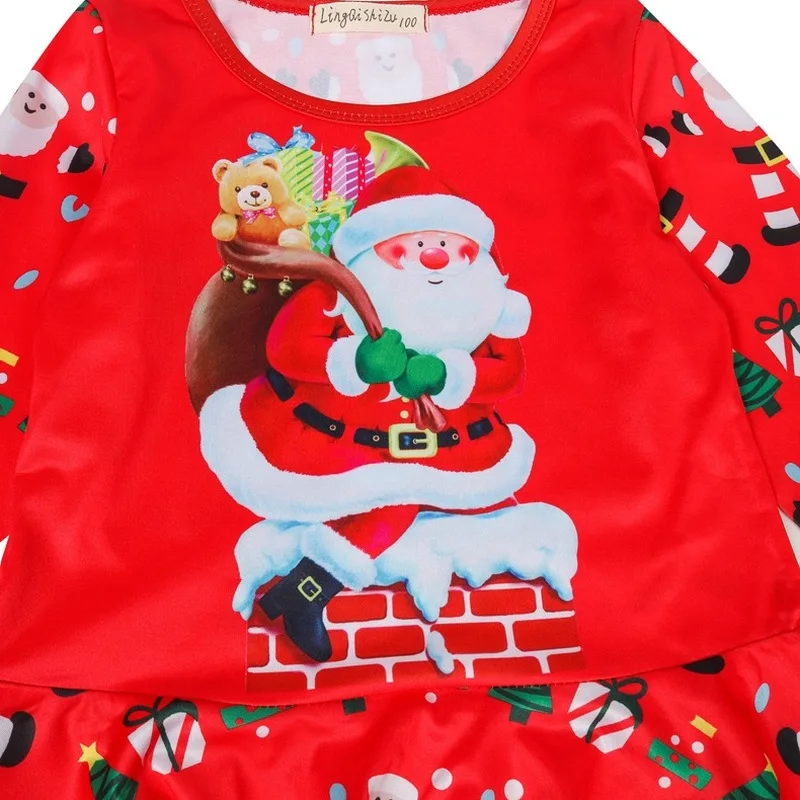 Платья для маленьких девочек рождественское платье клетчатый принт Санта-Клауса