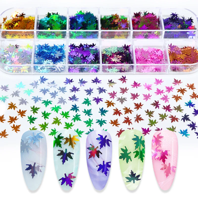 Блестки в виде кленовых листьев для маникюра 12 цветов | Красота и здоровье