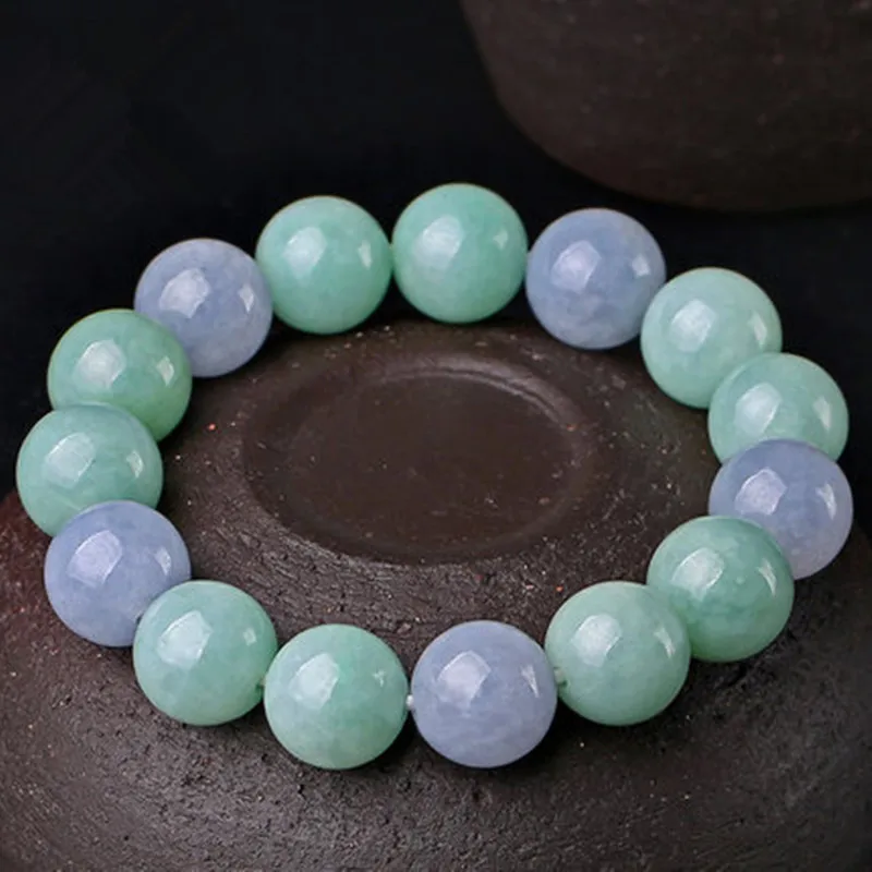 

Send Certificate Real Burma Jade Bracelet Men Women Genuine Natural Myanmar Jadeite Beads Elastic Beaded Lucky Amulet Bracelets