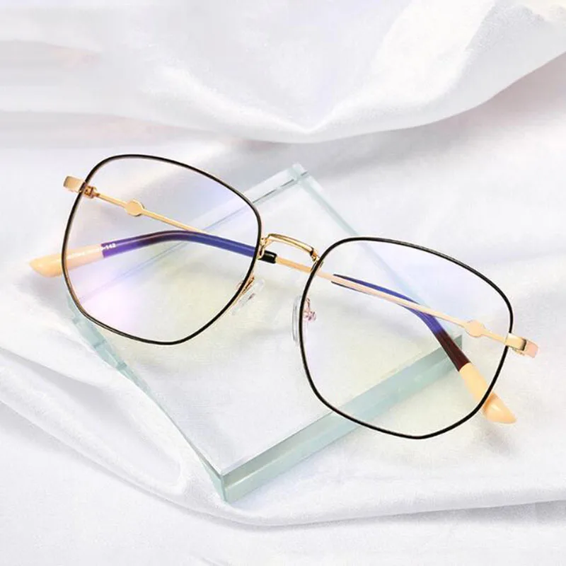 Anti Blue Light Metal Glasses Women Big Frame Spectacles Photochromic Eyeglasses Prescription 0 -0.5 -1.0 -1.5 -2.0 To -6.0 | Аксессуары
