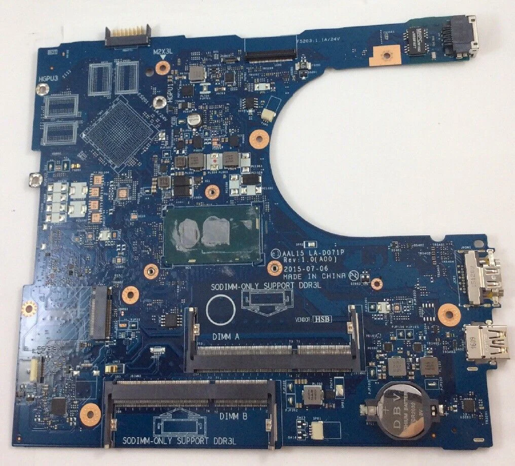 

Материнская плата для ноутбука Dell Inspiron 15, 5559, телефон FV59D 0FV59D, компьютер диагональю 15, технические характеристики i5-6200U, процессор DDR3L 100%, прот...