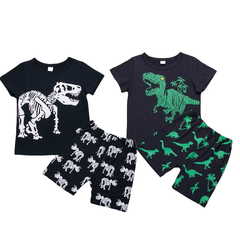 

Toddler Kids Baby Boys Girls Dinosaur Clothing Summer T-Shirt Tops+Shorts Pants Set Outfit 2PCS Sleepwear Casual Outfit for 2-7Y