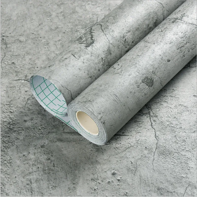

Vinyl Wallpaper Waterproof Self-Adhesive Wallpaper Cement Gray Countertop Contact Paper Kitchen Bathroom Furniture Renovatio