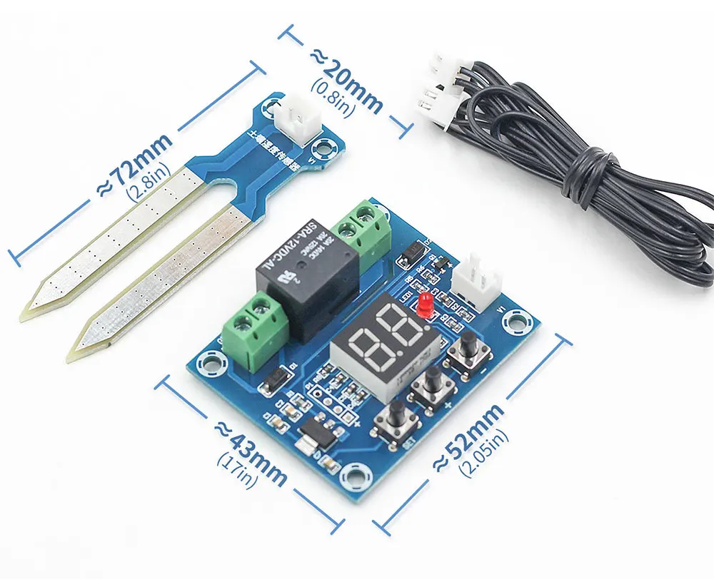 Автоматический контроллер влажности почвы 12 В с красным цифровым дисплеем для