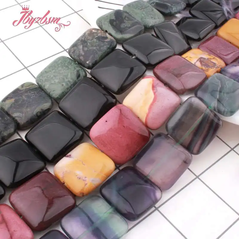 20mm Square Bead Fluorite Rose Quartzs Agates Jaspers Natural Stone LooseBead For DIY Necklace Jewelry Making 15&quot Free Shipping |