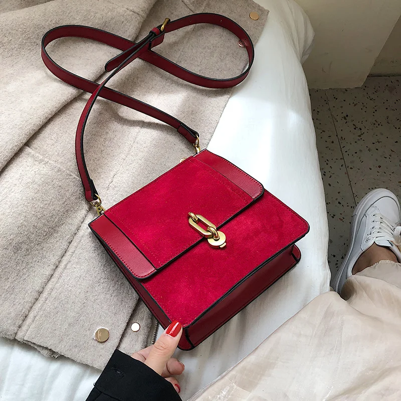 13 CM Red Винтажная модная женская сумка с откидным верхом Новая высококачественная матовая женская дизайнерская сумка из искусственной кожи с замком - Color: 13 CM Red