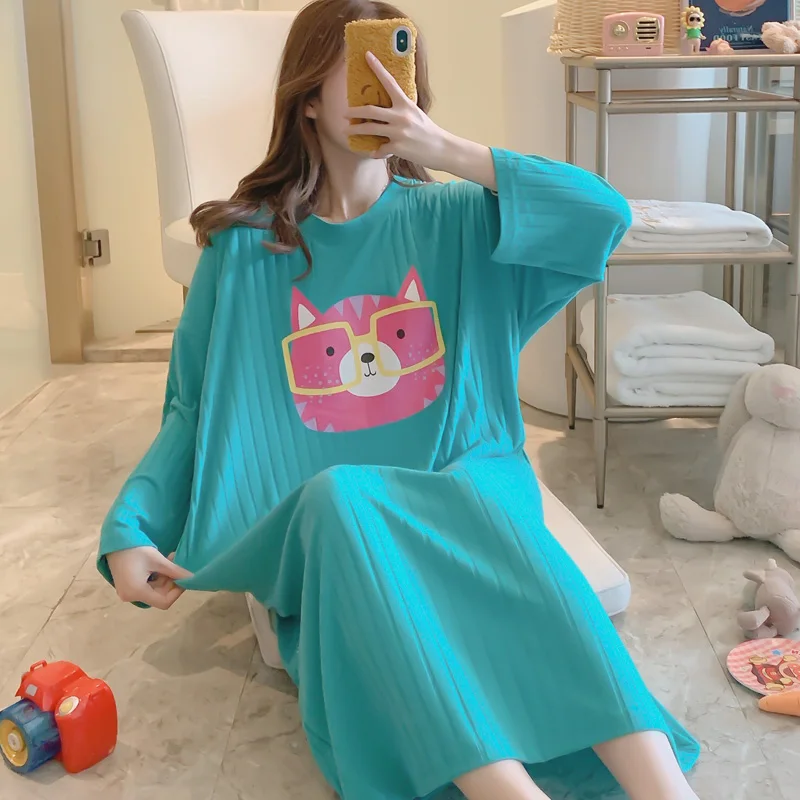 Новая женская ночная рубашка Lazy Style длинная из хлопка 2020 домашняя одежда милые