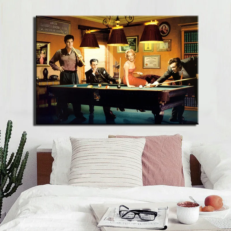 Картина на холсте с изображением известного актера певицы игры в бильярд