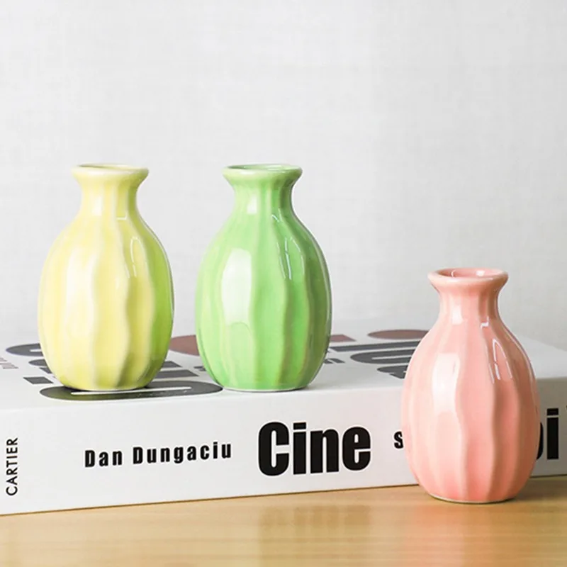 

Flower Ceramic Vases Nordic Glazed Vase Flower Pot Home Decoration Accessories Ceramic Craft Modern Solid Ornaments Green Plant