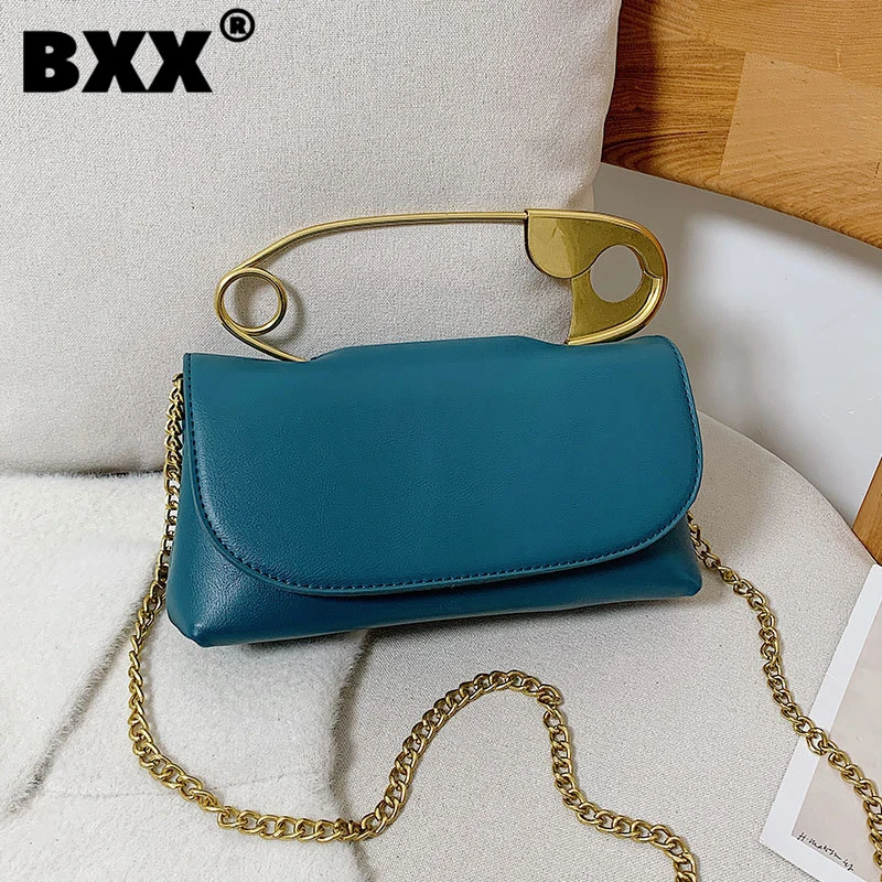 

[BXX] PU Leather Solid Color Crossbody Bags For Women 2021 Spring Fashion Shoulder Bag Female Chain Travel Handbags HK706