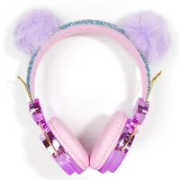 purplepink earbuds cute wired headphone 3 5mm with microphone girls music stereo earphones computer mobile phone gamer headset